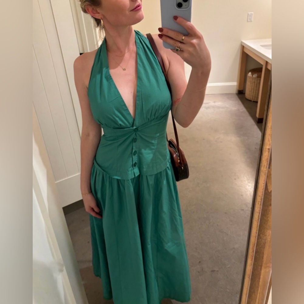 Maeve halter v neck drop waist midi dress - Picture 12 of 14
